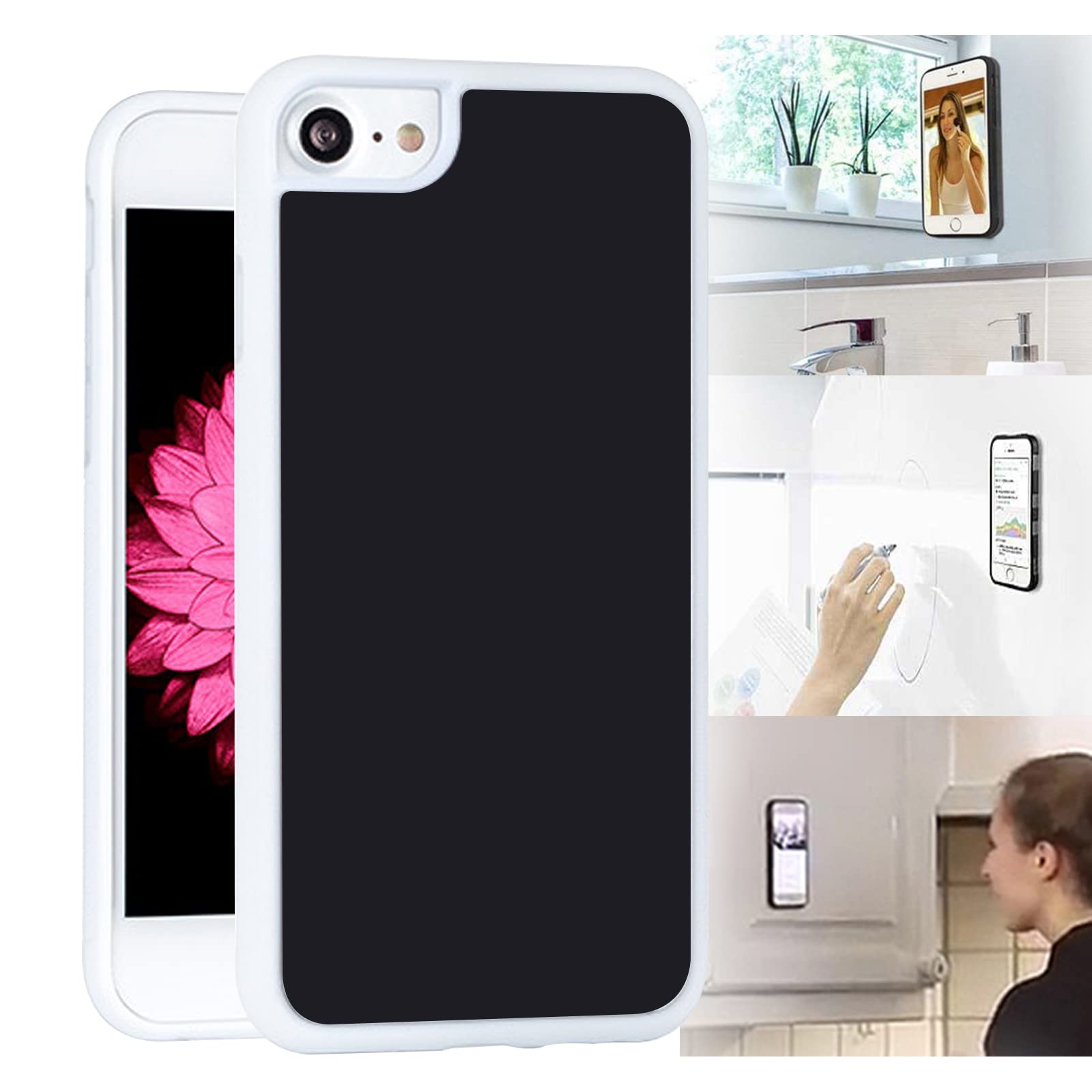 Omio for iPhone SE 2022 / iPhone 8 Antigravity Case Ultra Thin Magical Nano Sticky Technology Anti-Gravity Protective Cover Nano Suction Flexible Non-Slip Anti-Scratch Case for iPhone 7 Case White