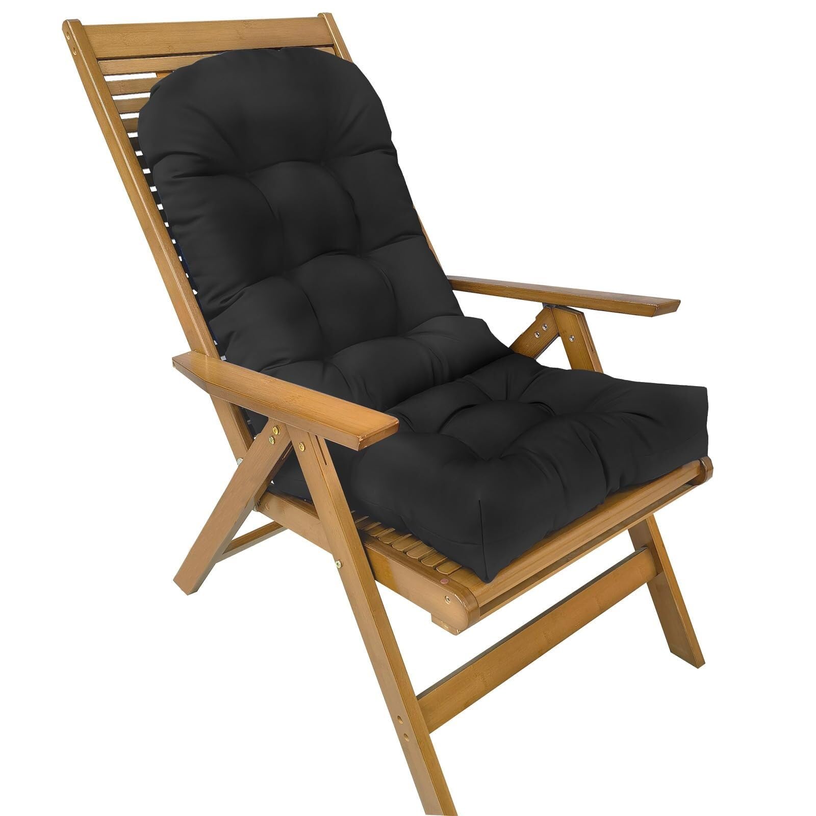 Adirondack Cojín for silla impermeable for exteriores, respaldo alto, cojín for silla mecedora con lazos, almohadillas for interiores y exteriores, cojín de repuesto for muebles de patio ( Color : Bla