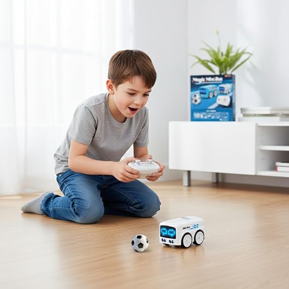 Magic Mini Bus, Smart Sensor Car That Follows Drawn Lines, Gesture & Remote Control Mini Vehicle with LED Expression Lights, Auto Avoidance Educational Toy for Kids 5–8