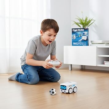 Magic Mini Bus, Smart Sensor Car That Follows Drawn Lines, Gesture & Remote Control Mini Vehicle with LED Expression Lights, Auto Avoidance Educational Toy for Kids 5–8