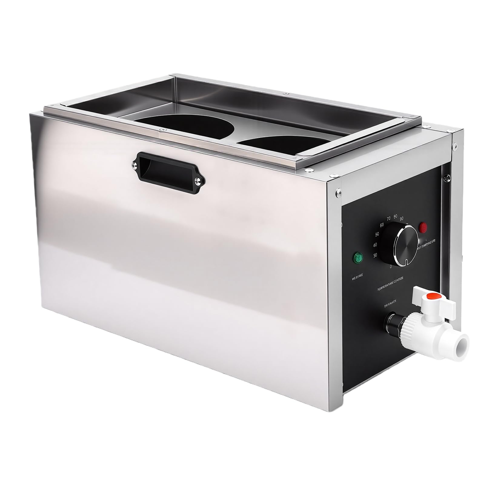 Qcwwy Cuiseur à Pâtes électrique Commercial Cuiseur à Nouilles électrique Machine à Pâtes 10L Conception à Double Trou avec 2 Paniers en Acier Inoxydable pour Raviolis de (Prise UE 220V)