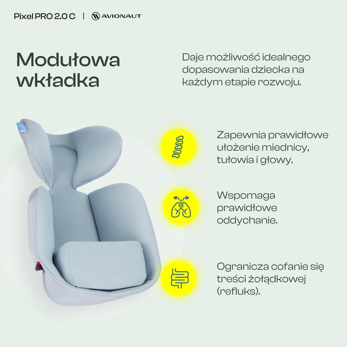 Fotelik Avionaut Pixel PRO 2.0 C Najlżejszy na rynku | 0-13 kg | 40-86cm | test ADAC