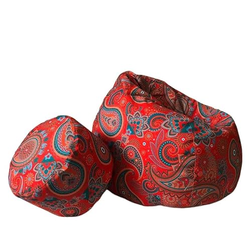 WQQYU6HKF sofa chair Lazy Bean Bag Sofa with Footstool Indoor & Outdoor Tatami Floor Chair for Balcony living room chair(Red)
