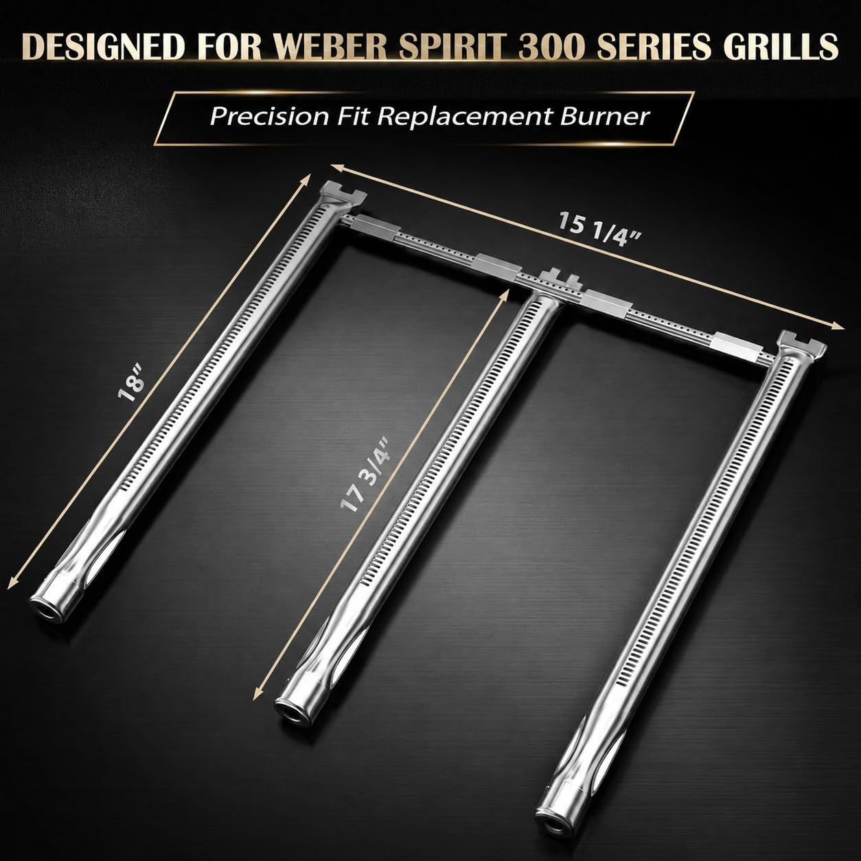 QuliMetal 69787 Bruciatore a griglia in acciaio inox 304 per Weber Spirit serie 300, Spirit II E310