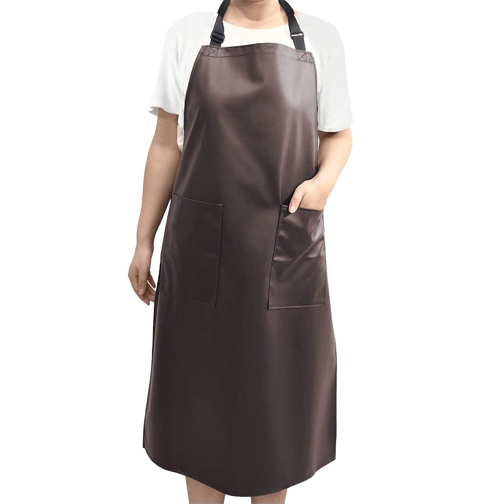 Tablier De Cuisine Étanche En PU - 89x66cm - 2 Poches - Réglable Homme/Femme