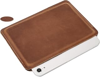 Schlanke Tablet-Schutzhülle aus genarbtem Leder, 21.1 cm (8.3 Zoll), solides minimalistisches Vintage-Design, vollständig handgefertigt, iPad Mini 7.9 Zoll, Braun