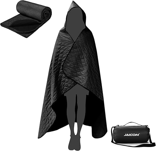 Miniatura 1 de JAICOM Manta grande para exteriores, mantas de camping para clima frío, impermeable, resistente al viento, con capucha, para estadio (79 x 55