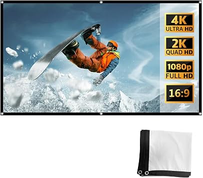 Foldable Portable Projector Screen, 169 3D 4K Ultra HD Outdoor Movie PVC Screen, Washable and Anti-Crease for Home Theater Camping150"169
