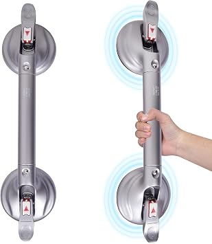 19inch Shower Suction Grab Bar, Portable Shower Handle Bar Suction Grip Bar Bathtub Handle with Strong Hold Suction Cup Fitting and Rapid Release for BathroomMax Capacity 300lb