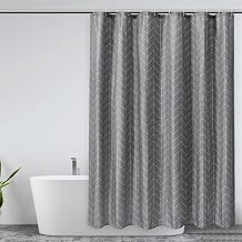 Waterproof Polyester Grey Shower Curtain 200 cm for Wet Room, Extra Wide Quick Dry Bathroom Curtain 180-300 cm with Hook, Weighted Anti-Mould Shower Curtains for Bathroom