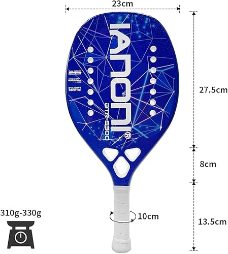 Miniatura 5 de IANONI Raqueta de tenis de playa, superficie de fibra de carbono con núcleo de espuma viscoelástica EVA Flex