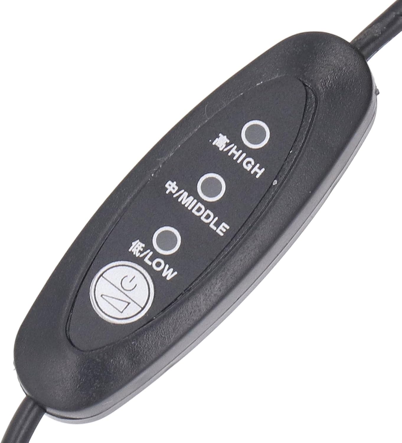 Close-up of the heating pad's temperature control switch