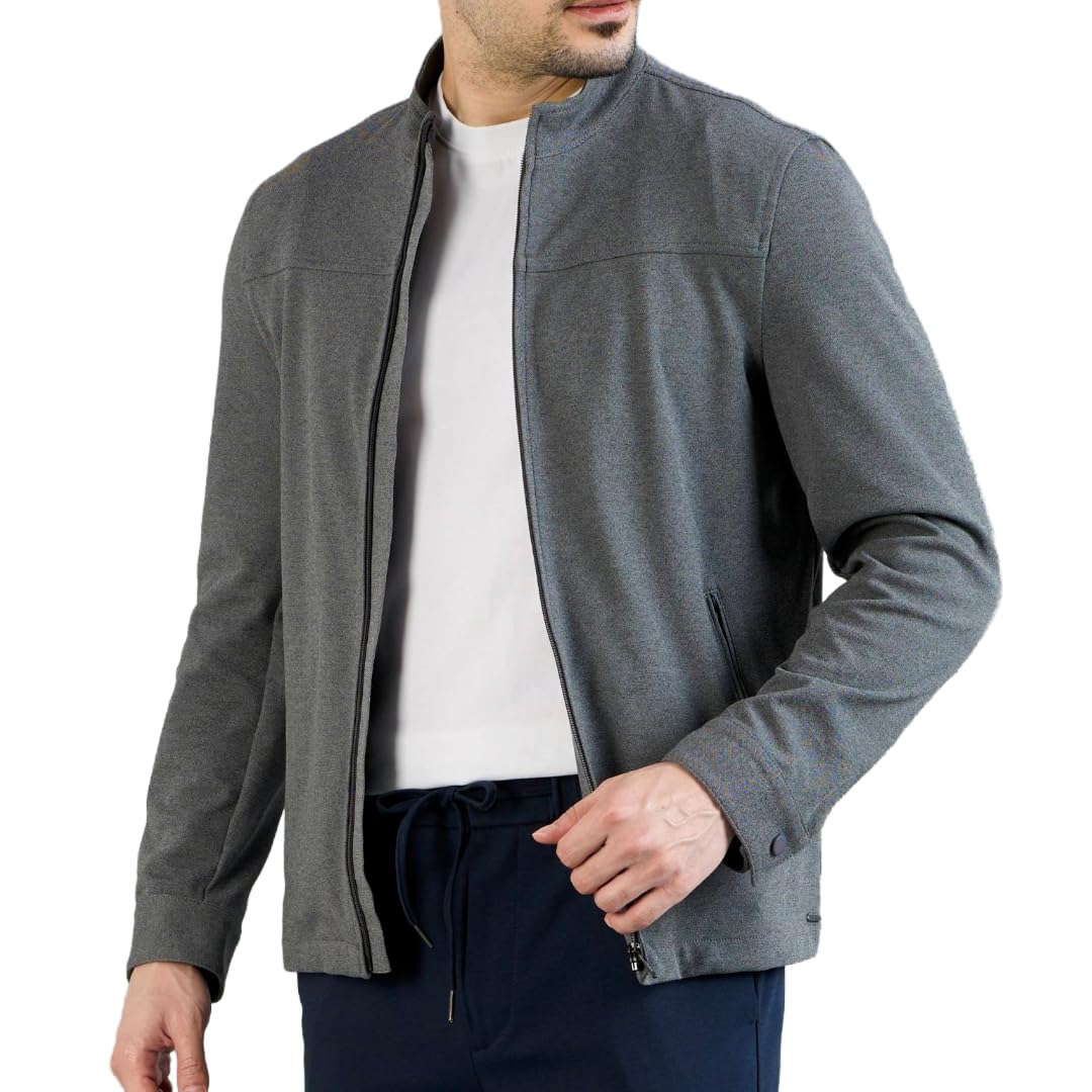 Janasya Men's Knit Field Shacket - Office, Casual & Active Wear Jacket | 4 Way Stretch | Wrinkle Resistant | Anti-Fade in neutral