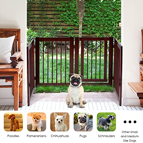 HAPPAWS Extra Wide Walk Through Pet Gate with Door, 4- Panel 30 inch High Wooden Puppy Playpen, Freestanding Stair Gates… - Image 7
