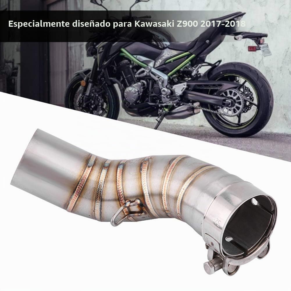 Tubo medio de escape para motocicleta, acero inoxidable corto para motocicleta de 51 mm, de silenciador de escape completo, conexión de enlace de tubo medio para accesorios Z900 2017-2018
