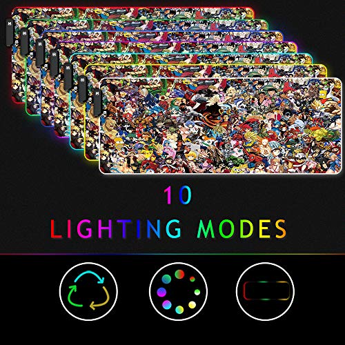 Mouse pad RGB, Imegny Grande Extended Soft Led Mouse Mat com diferentes modos de iluminação, 900 x 4