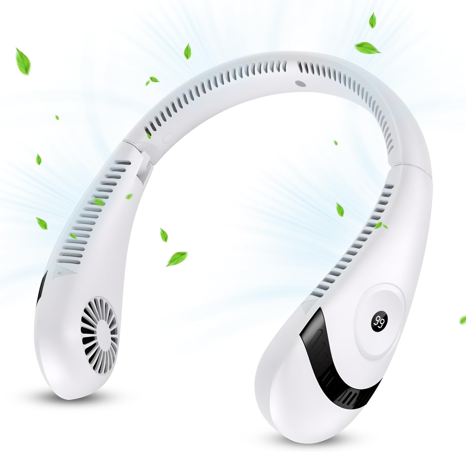 Ventilador De Cuello Portátil - 6600 RPM, 4 Velocidades, USB-C Recargable, Ligero (140g) - Ideal Para Exterior, Oficina Y Viajes