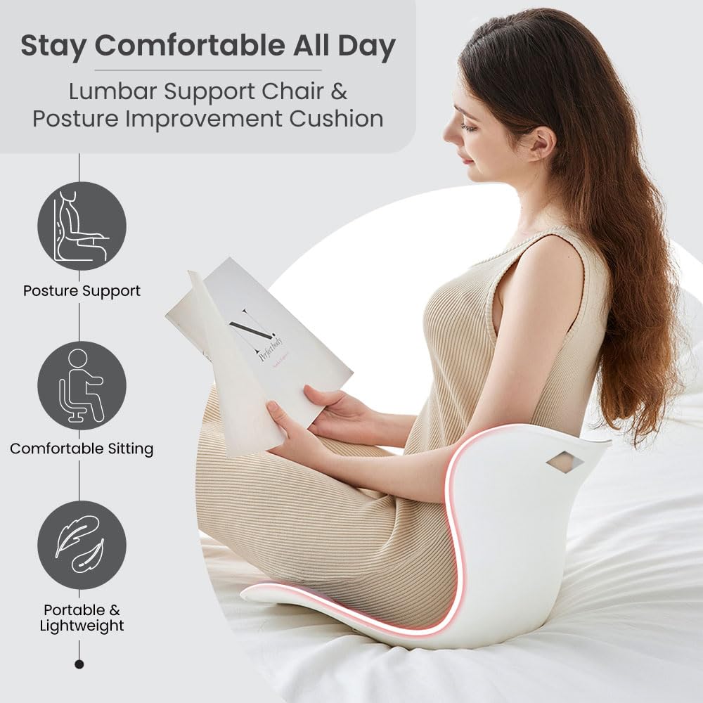Cojín ergonómico de apoyo lumbar, crema, 15.7 x 13 x 13.4 pulgadas, tamaño estándar, para postura de hombro y espalda, capacidad de 50 a 120 libras