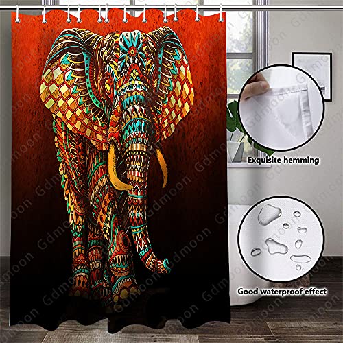 Gdmoon Mandala Elephant Shower Curtain Paisley Floral Brown Vibrant Colors Vintage Ethnic Tribal African Wildlife Bohemian Indian Animal Bathroom Shower Curtains Set With12 Hooks 72X72In Ylwhgd548 #TOP5