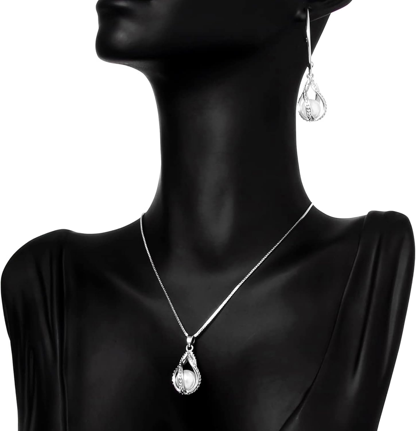 Pearl Cage Pendants for Jewelry Making Aromatherapy Essential Oil Diffuser Lockets DIY Necklace & Bracelet Charms Bulk Bead Cages for 7-8mm Pearls Gifts for Women (Rhodium Plated)