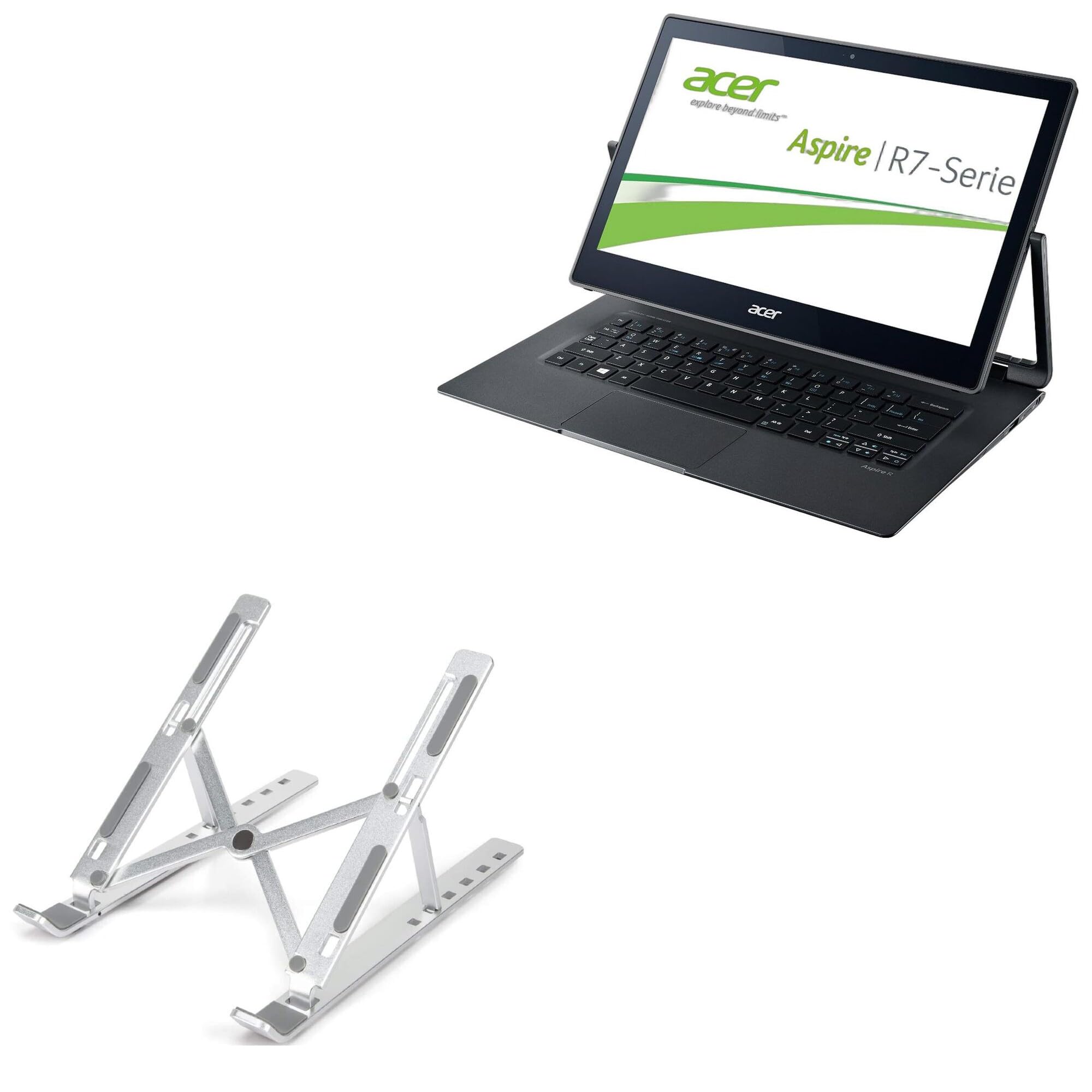 BoxWave Stand and Mount Compatible with Acer Aspire R 13 (R7-372T) - Compact QuickSwitch Laptop Stand, Portable Multi Angle Viewing Foldable Riser - Metallic Silver