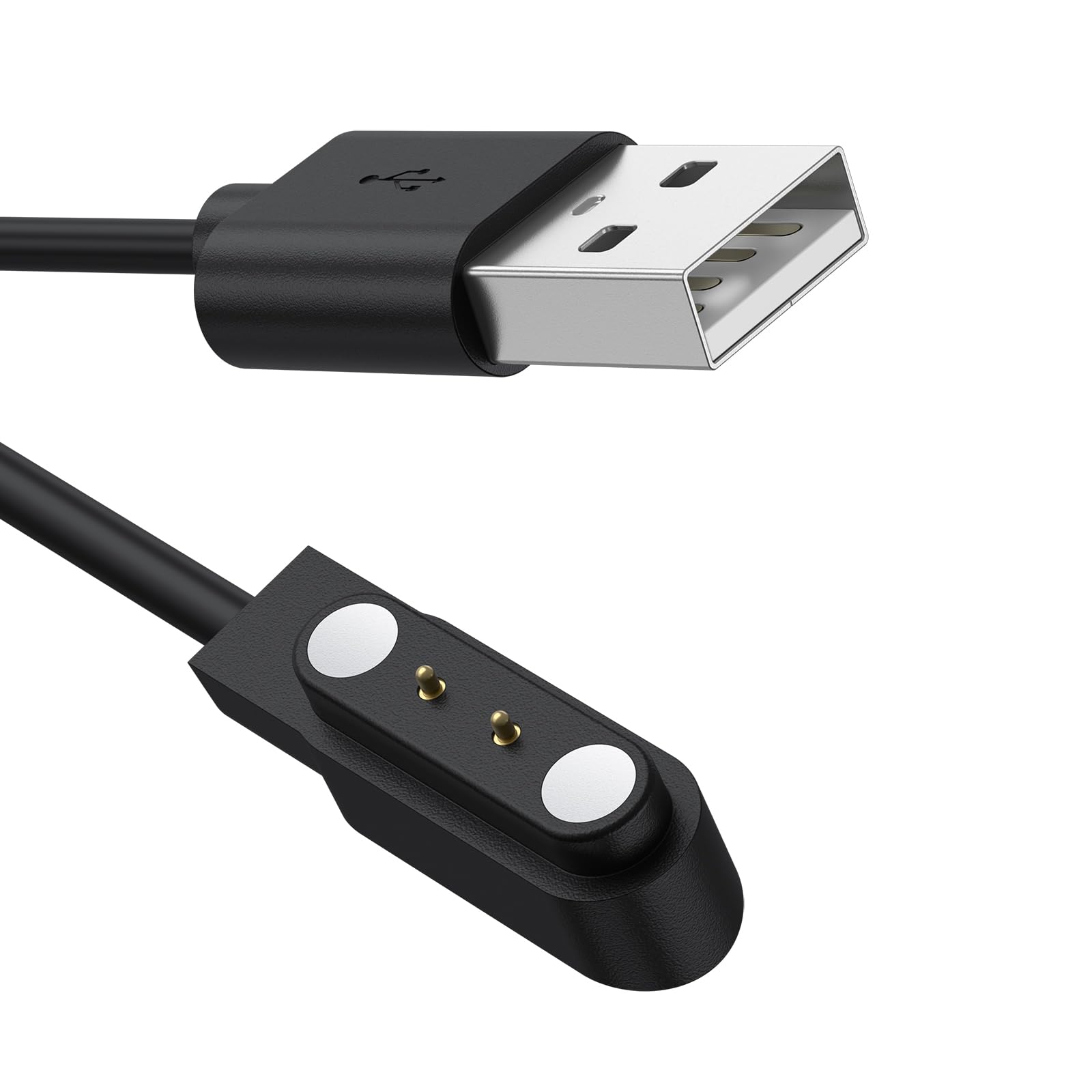 Amzpas Chargeur Montre Connectée, Câble USB 2 Broches de Charge Magnétique pour Smartwatch, Câble de Recharge pour Montre Intelligente Universel, Espacement des Contacts du Chargeur 4mm (USB 60cm)