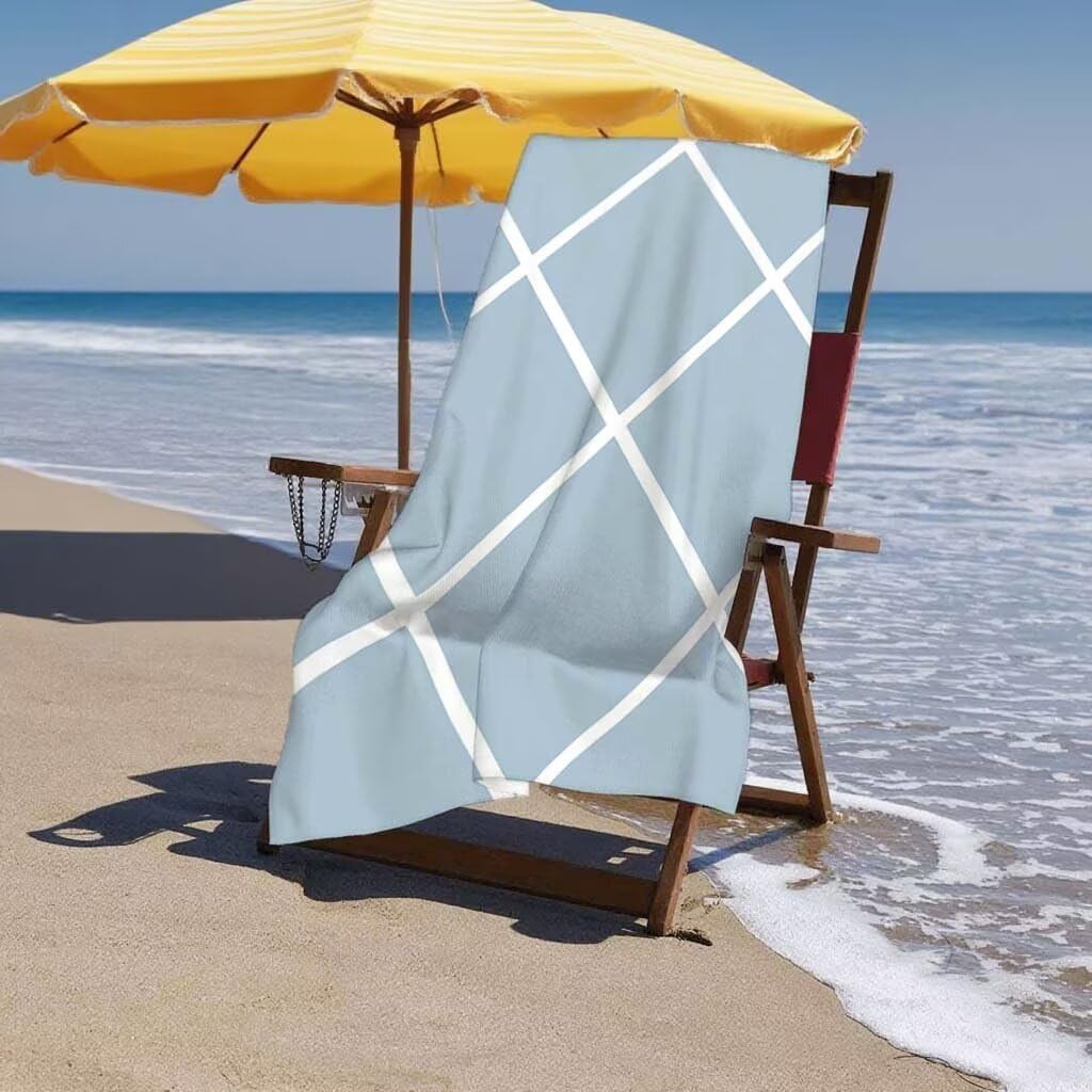 Telo Mare XXL 220x100cm/35x70cm, 2 Set Telo Mare Microfibra Semplicità Asciugamano Palestra Uomo, Antisabbia, Leggero, Asciugatura Rapida, Teli da Spiaggia Grandi Accessori per Camping Natation J-88