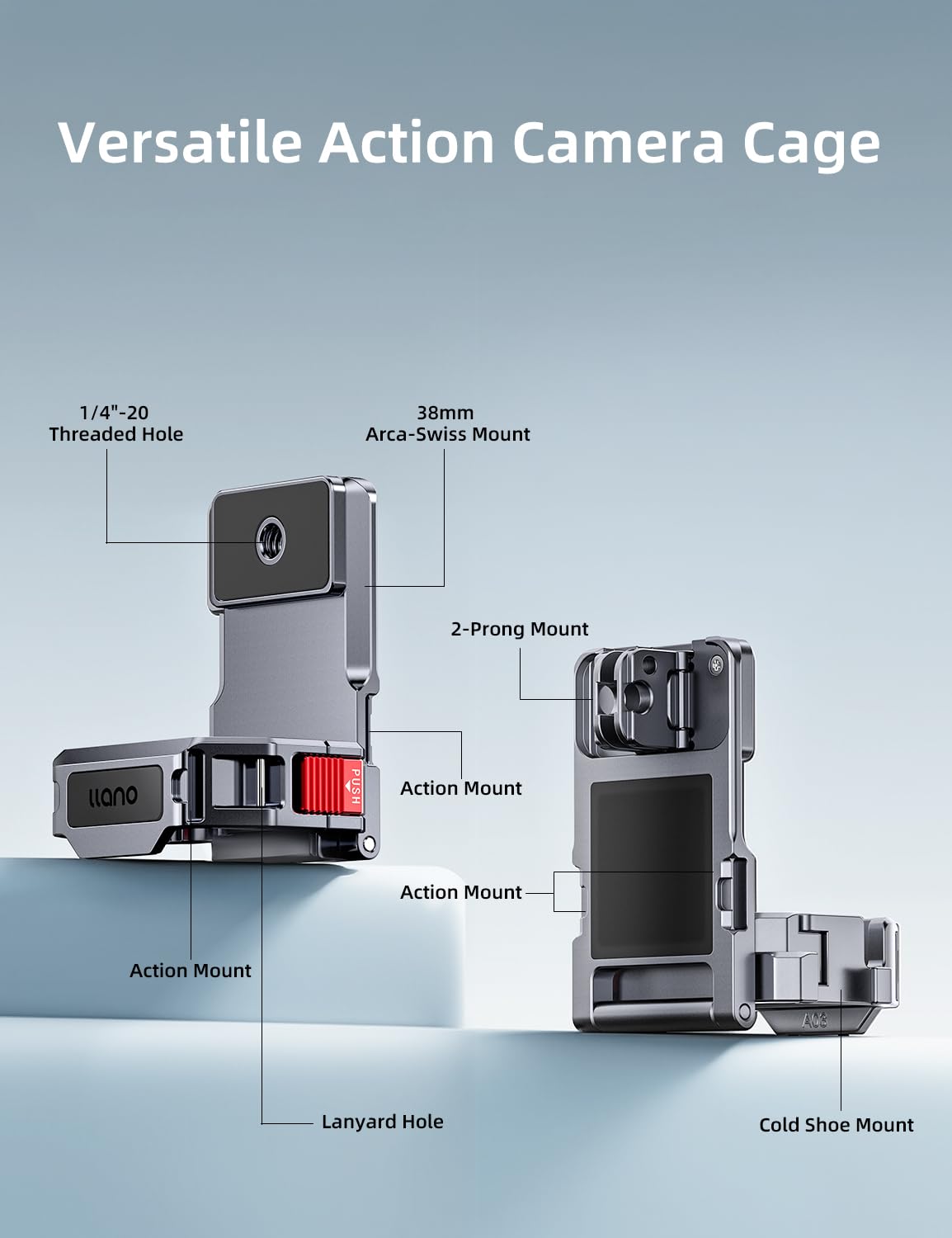 Llano Soporte de Montaje magnético Compatible con dji Osmo Pocket 4/3, Abrazadera adaptadora de Aluminio para Accesorios Pocket3 con imán Potente, ángulo Ajustable de 180°