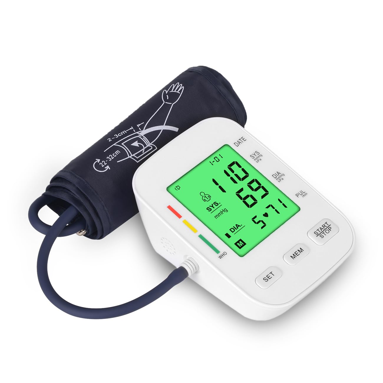 Blutdruckmessgerät Oberarm – Elektronisches Blutdruckmessgerät mit Arrhythmie-Erkennung, großem LCD-Display, 180 Speicher für 2 Nutzer, USB-Stromversorgung, Manschette 22–32 cm, Praktisch für Reisen