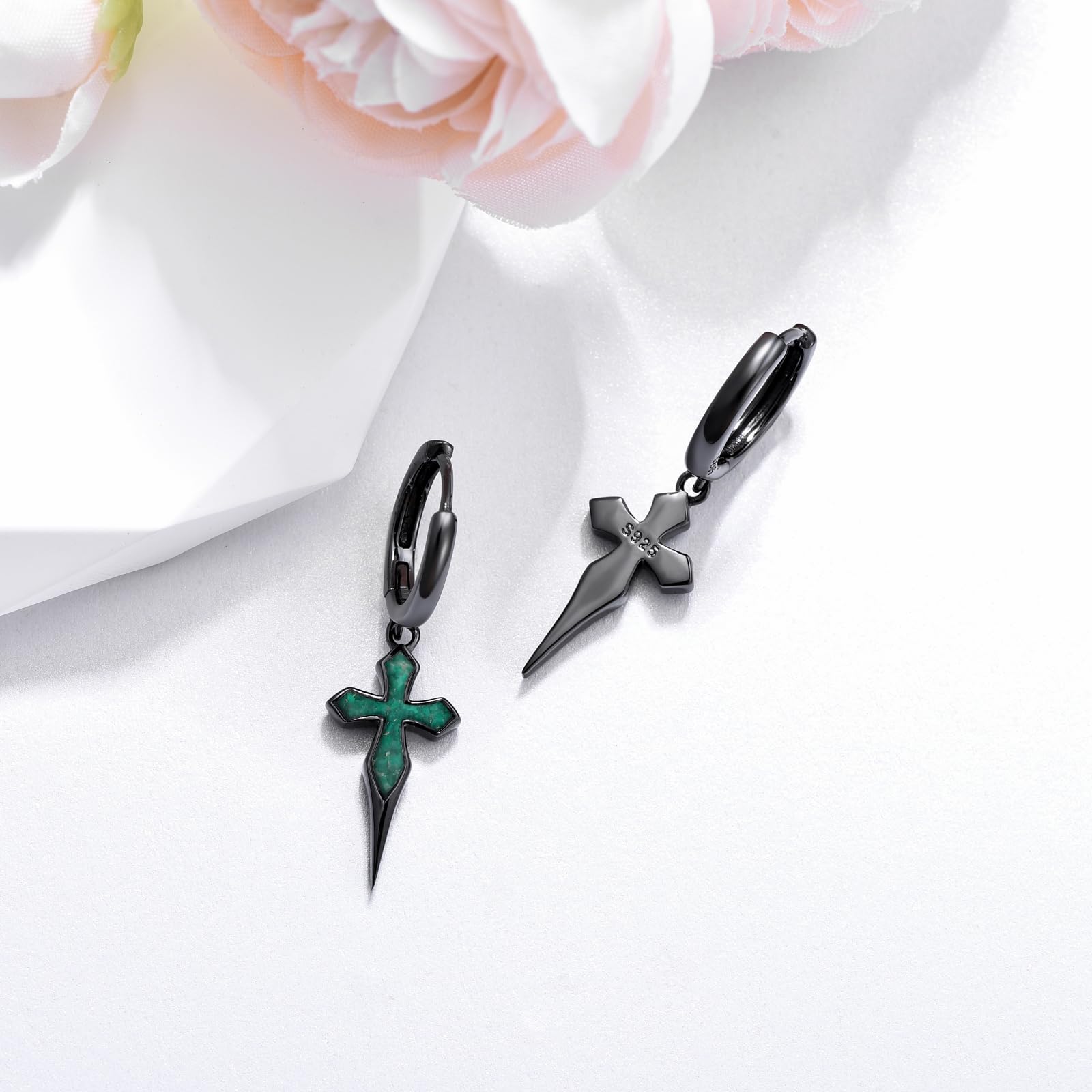 Midir&Etain Piuma/spada/pizzo/croce/stella di David orecchini pendenti per uomini e donne in argento Sterling 925 punk orecchino malachite turchese gioielli regalo di compleanno