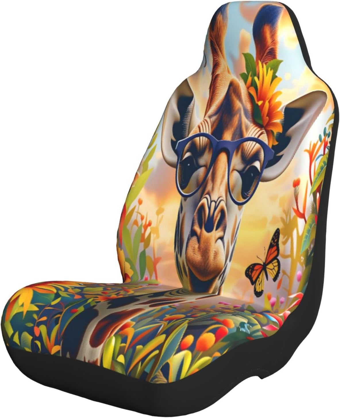 Giraffe Flower Butterfly Car Seat Covers Universal Auto Seat Cushion Protector Automotive Interior Decoration for Cars SUV Truck Sedan