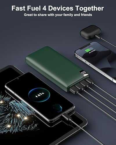 Miniatura 4 de IXNINE Power Bank - Cargador portátil de 26800 mAh, cargador de teléfono de alta capacidad, batería externa compacta con pantalla LED y 4 salidas de