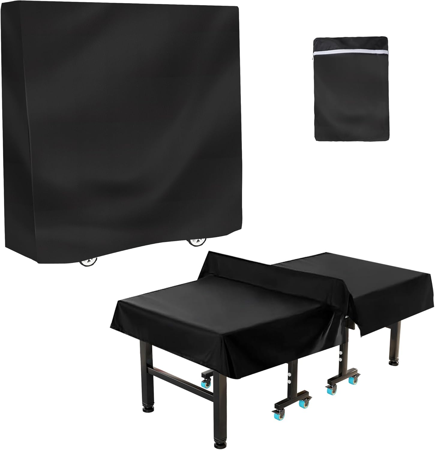 Femuar Outdoor Waterproof Table Tennis Cover, 72.8 x 65 x 27.5 in, Black