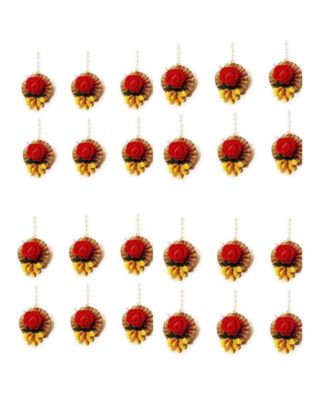 Laxmi Enterprises Flower Maang Tikka Set for Wedding | Baby Shower | Haldi | Mehandi | Party in Golden Yellow Colour for Girls and Women Pack of 24 (B09NFNMQQ4) Amazon Price History, Amazon Price Tracker