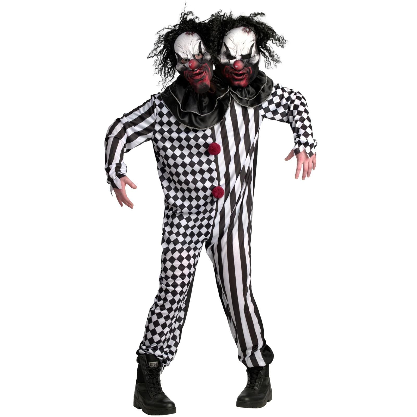 Morph męski kostium strasznego klauna wielokolorowy - przerażające przebranie złego klauna na Halloween z maską