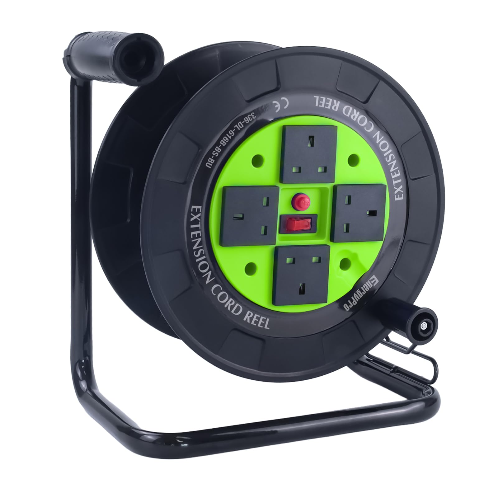 Carrete de cable 4 enchufes EnergyPro DL616B-BS verde de 2300W para extensión eléctrica