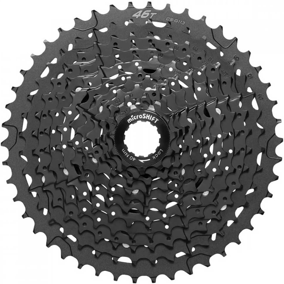 Microshift G11 Cassette - 11 Speed, 11-46T, Alloy Spider, Black, ED Coated