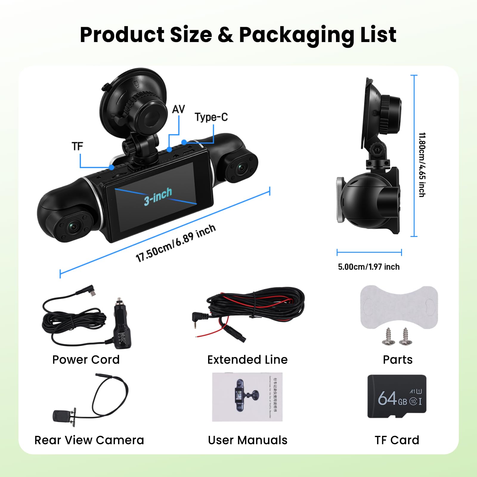 Hodozzy 2K WiFi 4 Canaux Dashcam Voiture, Contrôle Via App Dash Cam Caméra avec Enregistrement en Boucle, Caméra Embarquée 3 Pouces avec Vision Nocturne, Capteur G, Image Miroir, Assistance Arrière