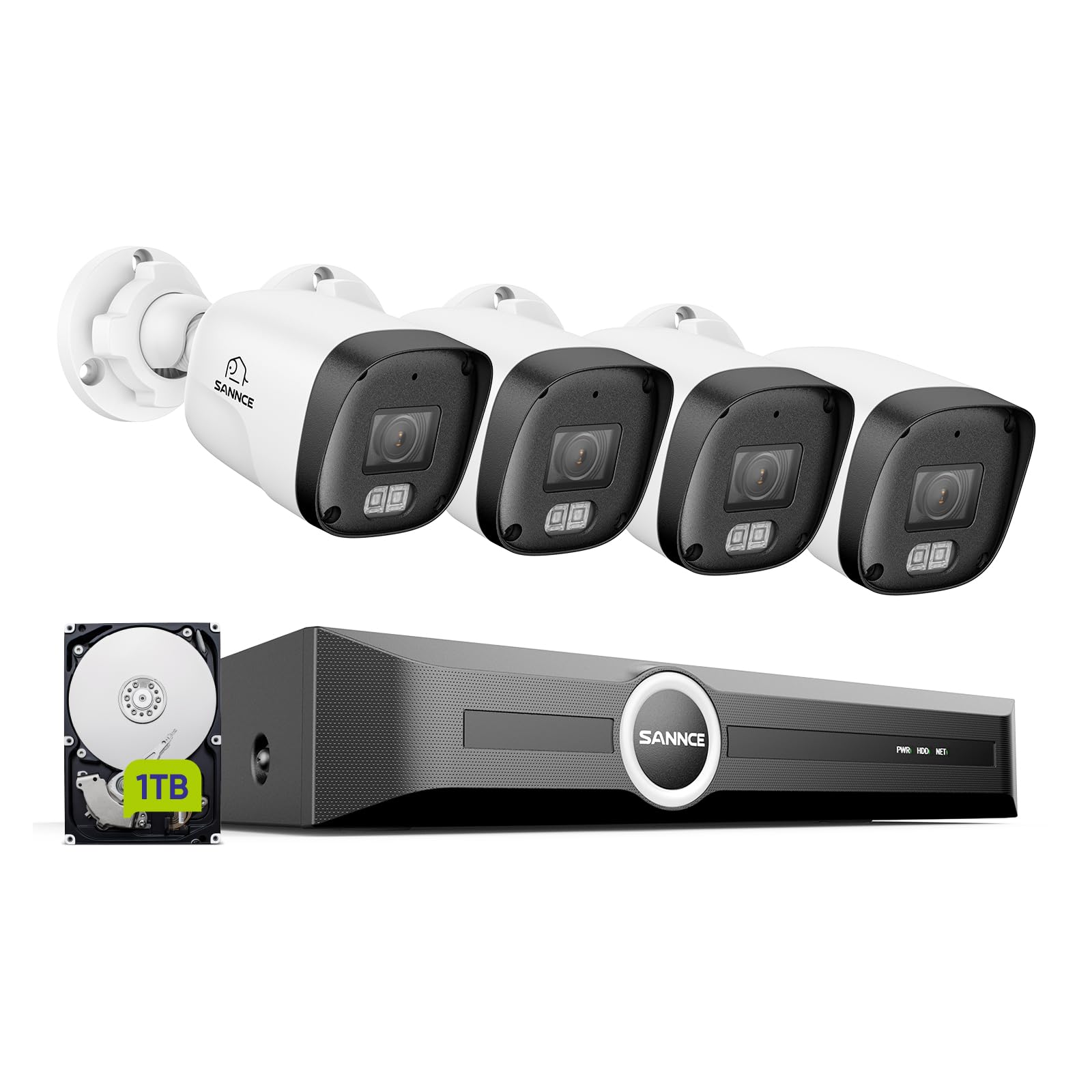 sistema di vidéosorveglianza poe 8 canali con 4 telecamere ip outdoor 1tb