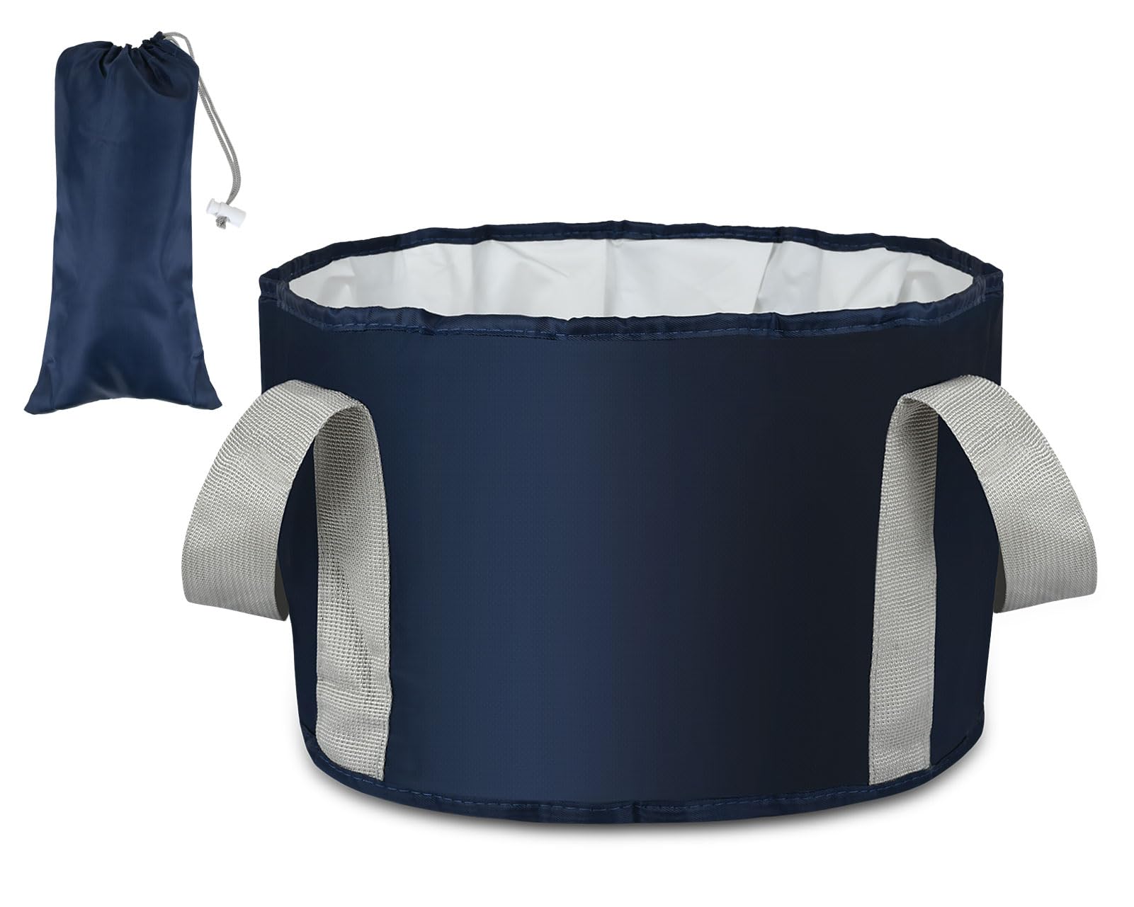 ds. distinctive style Foot Soaking Tub Collapsible Bucket with Handle 4.7 Gallon/18 L Portable Wash Bag for Fishing, Traveling, and Camping - Navy Blue