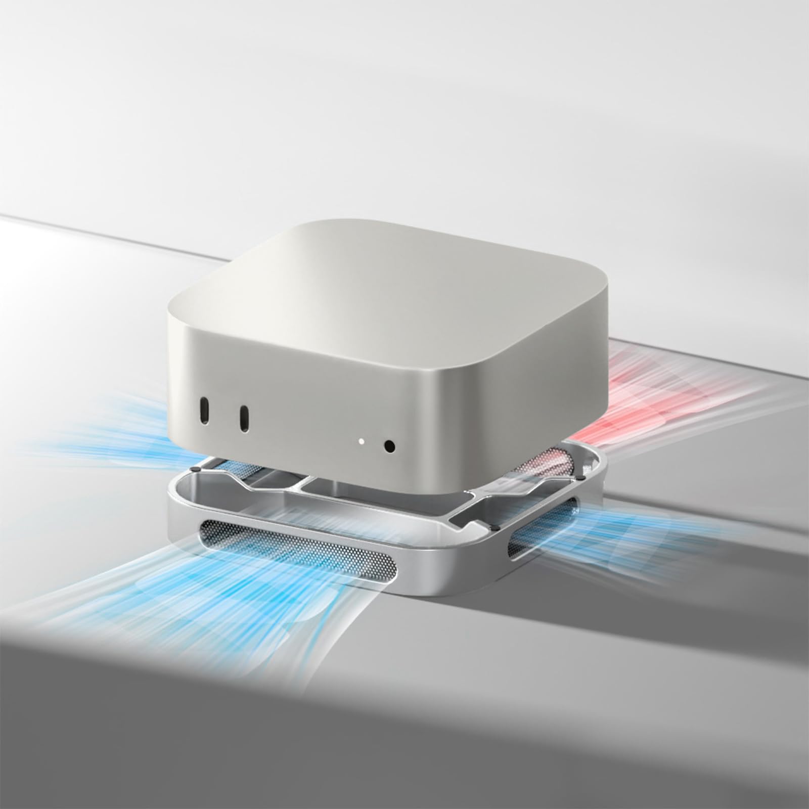 Base in alluminio per piccoli computer con spazio di archiviazione in due posizioni e sollevamento da 20 mm per un migliore flusso d'aria Supporto verticale per laptop portatile per scrivania