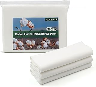 3Pcs Cotton Flannel for Castor Oil Pack, Natural & Unbleached Flannel Cloth for Castor Oil Pack, Reusable &Highly Absorbent castor oil pack wrap organic cotton,for Liver, Abdomen, Joints- castor oil pack wrap