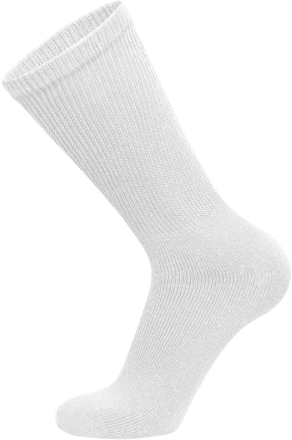 6 Pairs of Cotton Diabetic Neuropathy Crew Socks (10-13, Fits Mens shoe size 9-12, White) - Image 5