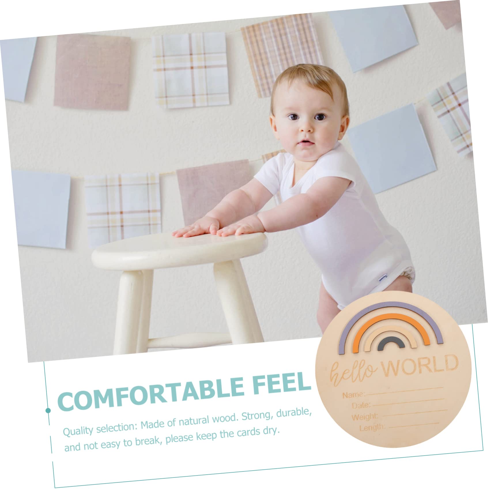 ULDIGI Wooden Month Card Baby Milestone Sign Monthly Milestone Boy Newborn Announcement Decor