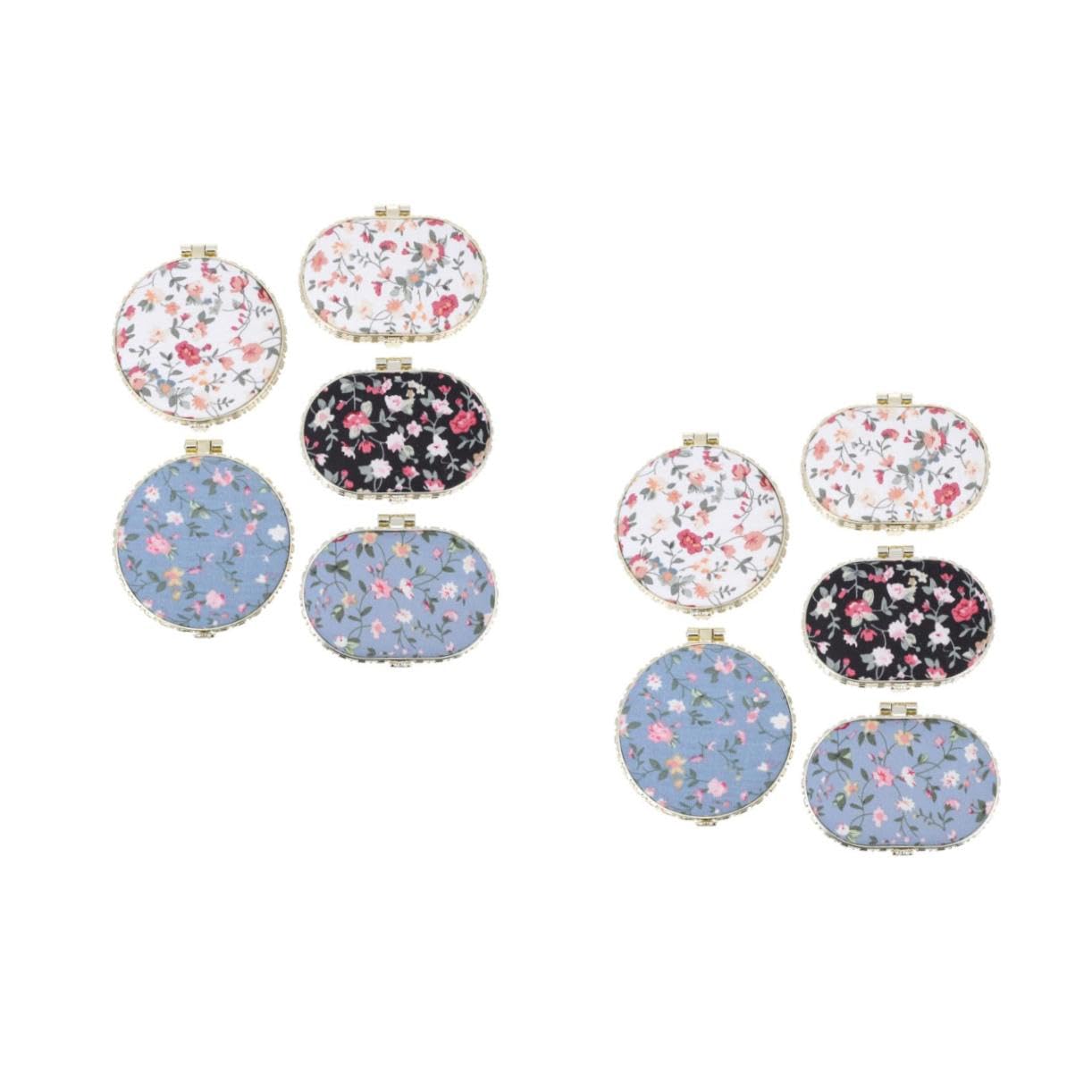 Miroir de maquillage portable floral pliable pour voyage | Lot de 2 ensembles