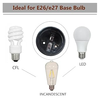 E26 E27 Light Socket,Bakelite Threaded Medium Base Lamp Holder With Shade Ring,Phenolic Medium Base E26 Fixture Socket for Incandescent Led Light Bulbs Replacement,Pack of 2 (Push-in terminals)