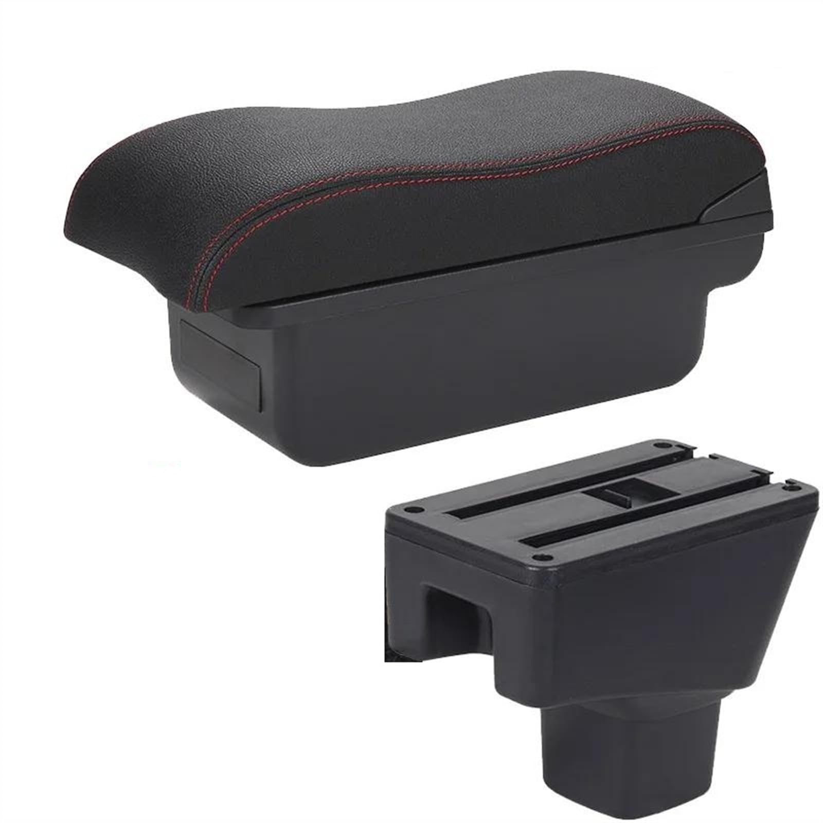 NMJLQW Storage Rack Armrest Box With Multifunctional Support PU Upholstered Car Interior Modification Accessories For SUZUKI SX4(C1 Black red NO USB)