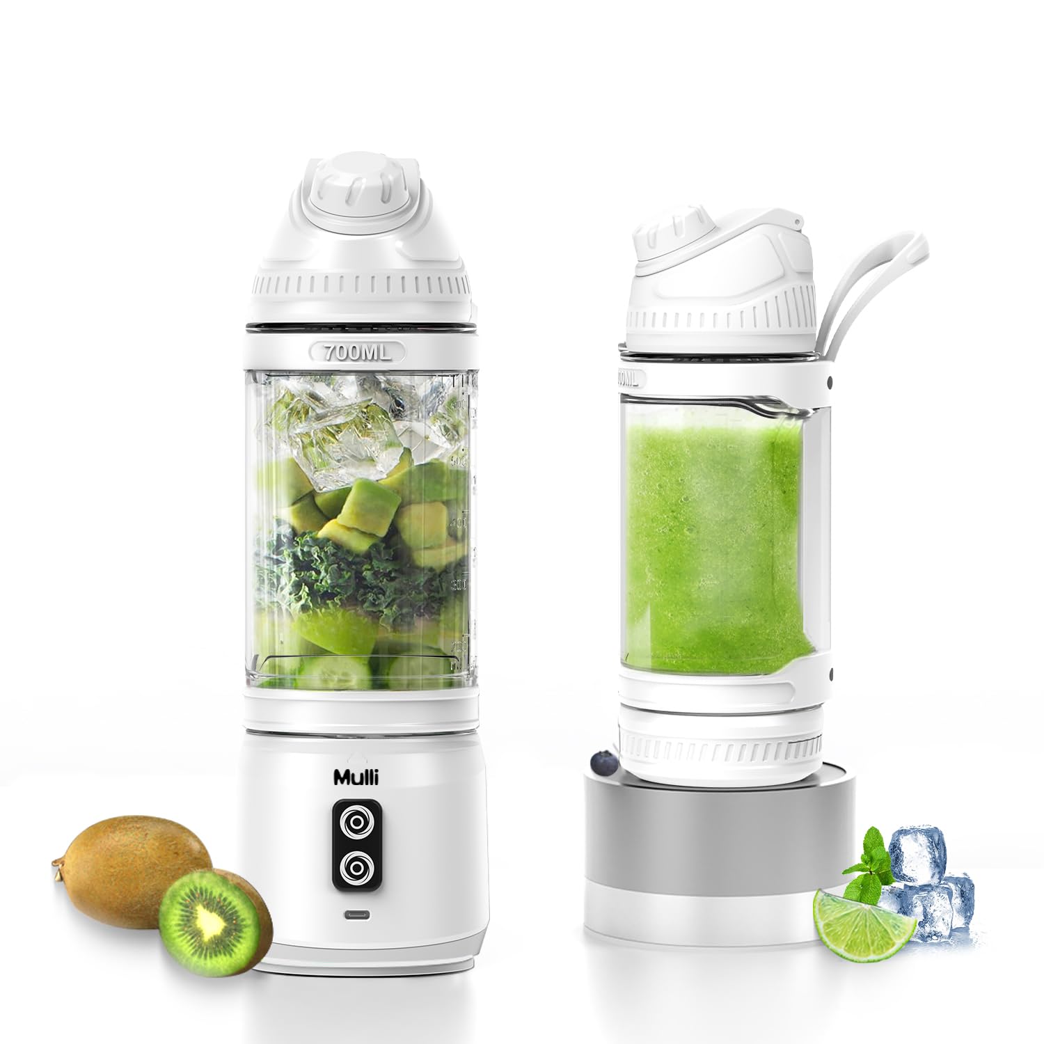 Mulli Portable Blender, 24oz Travel Blender for Shakes and Smoothies, USB Rechargeable Mixer with a Lid for Travel Gym