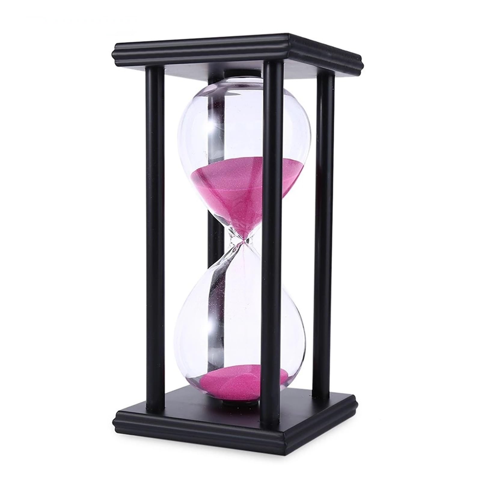 Sanduhr Sand Timer Küche Schule Moderne Holz Stunde Glas Uhr Tee Hause Dekoration Geschenk(Black PINK,60mins)