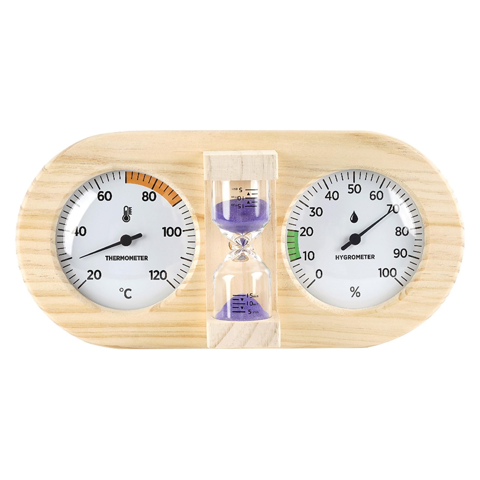 UPKOCH Klepsydra do sauny - Termometr do sauny, higrometr, zestaw z 15-minutową klepsydrą - Monitor temperatury w saunie parowej do domowej siłowni